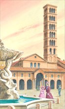 Creative illustration serial History of Rome Basilica of Saint Mary in Cosmedin