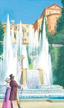 Creative illustration serial History of Rome Tivoli Gardens