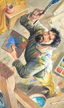 Creative illustration serial History of Rome Michelangelo the Sistine Chapel