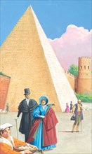 Creative illustration serial History of Rome The Pyramid of Cestius