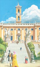 Creative illustration serial History of Rome The Capitoline Hill  in 18th century