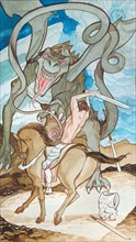 Creative illustration serial Magic. Saint George kill the Dragon