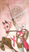 Creative illustration serial Magic. Wizards and Warlocks. The Templar knight execration