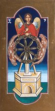 Creative illustration Middle Age in tarots. The Wheel of the fortune.