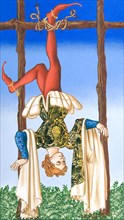 Creative illustration Middle Age in tarots. The Hanged Man.