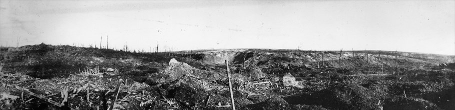 Panoramic view of the ruined village of Beaumont Hamel.