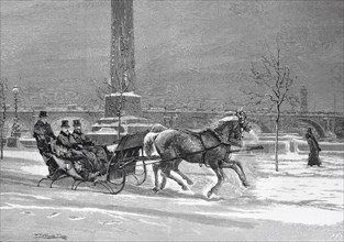 The Late Frost - The Prince Of Wales Sleighing On The Thames Embankment