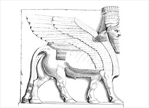 A Human-Headed Winged Bull Known As A Lamassu From Dur-Sharrukin. Neo-Assyrian Period