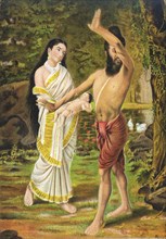 Menaka sent by Indra to disturb sage Vishvamitra in his penances