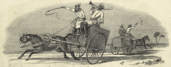 Male Cart in the Northwest of India Post office arrangements for the rapid transport of the Honorable Company's mail along the Grand Trunk Road 19th century