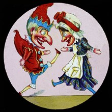 A colourful illustration of two comical figures