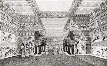 Artist's impression of one of the interior halls in the palace at Nineveh