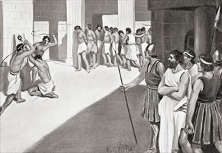 The cruel treatment of the Helots by the Spartans