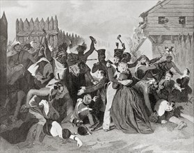 The massacre at Fort Mimms during The Creek War