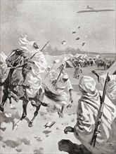 An Italian airman dropping pamphlets amongst the Arab population of Tripoli during the Italo-Turkish War of  1911-1912
