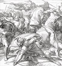 The death of King Saul at the Battle of Gilboa against the Philistines