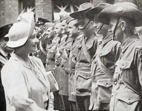 Queen Elizabeth greeting Australian troops in Britain in 1940