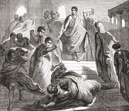 The murder of Servius Tullius by his son-in-law Lucius Tarquinius