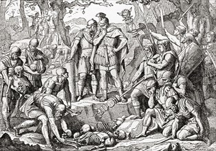 Germanicus buries the bones of the Romans killed in The Battle of the Teutoburg Forest
