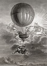 Allegorical work showing balloonist Jacques Alexandre César Charles receiving a wreath from Apollo