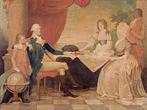 George Washington with his wife and her two grandchildren