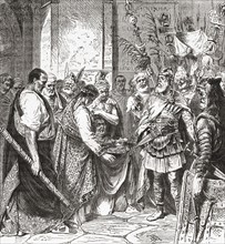 Flavius Odoacer forces Romulus Augustus to resign the Crown