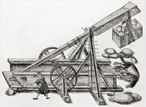 A catapult used by the army of Maximilan I