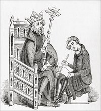 A king with his scribe in the Middle Ages
