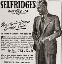 1943 advertisement for Selfridges Man's Shop