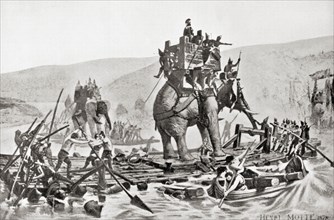 Hannibal's army crossing the Rhône in 218BC