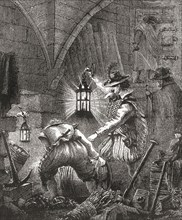 Guy Fawkes and the conspirators at work