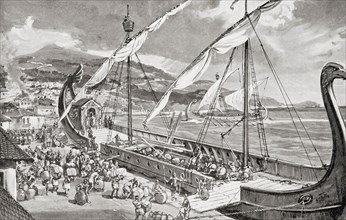 Carausius seizing the Roman fleet at Boulogne and declaring himself emperor over Britain and northern Gaul