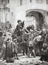 Joan of Arc receives her sword before setting out for Orléans during the siege of 1428–1429
