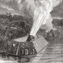Bombardment by mortar boats on the Mississippi during the American Civil War