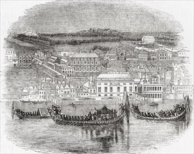 The Palace of Whitehall and adjoining buildings with a Royal Aquatic Procession in the foreground