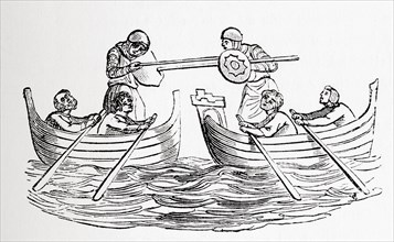 A water tournament in the middle ages