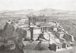 Artist's impression of the Acropolis of Athens in ancient Greece.
