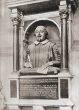 Shakespeare's Monument affixed to the north wall of the chancel of Stratford-on-Avon