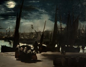 Moonlight over the port of Boulogne 1869