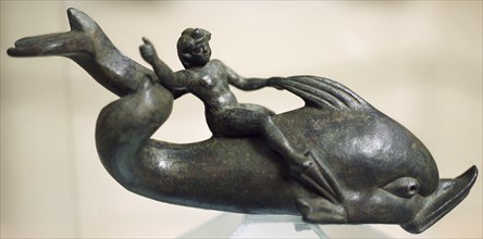 Eros on dolphin, Bronze