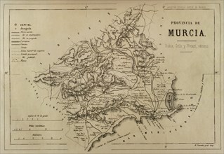 Map of the province of Murcia, Cronica General de España, Historia Ilustrada y Descriptiva de sus Provincias