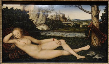 Workshop of Lucas Cranach the Younger, Reclining Fountain Nymph, 1550