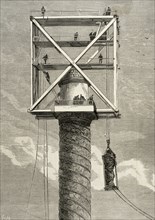 Elevation of Napoleón l statue over the Vendome Column, on December 27 of 1875