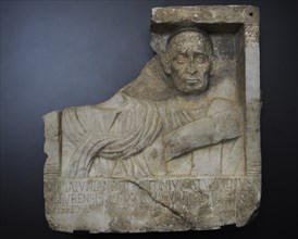 Aedicula with reliefs depicting Antonius Saturninus and his wife Ulpia Juniana, born in Madaurus, Algeria and died in colonia Augusta Emerita
