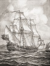 William Dampier aboard the HMS Roebuck