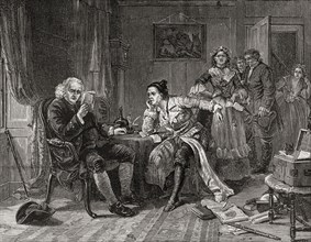 Dr. Johnson reading the manuscript of The Vicar of Wakefield