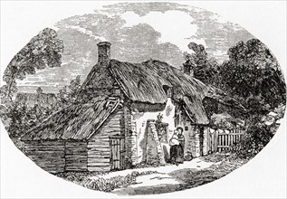 Exterior of a Dorchester labourer's cottage in the early 19th century
