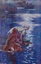 Malchus and his wife crossing the river