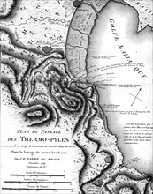 Hot gates map of thermopylae ( greece )