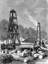 Oil source field in oil creek valley, pennsylvania, usa 1887